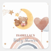 Niedlicher Mond Bärenjunge aus Afrika duschen Quadratischer Aufkleber (Vorderseite)