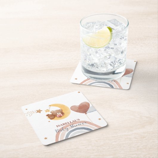 Niedlicher Mond Bärenjunge aus Afrika duschen Rechteckiger Pappuntersetzer (Vor Ort)