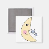 Niedlicher Mond mit Sternen Magnet (Vorderseite/Rückseite)