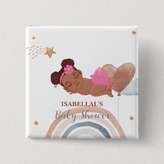 Niedlicher Mond Star Afrikanische Kinderdusche Button (Vorderseite)