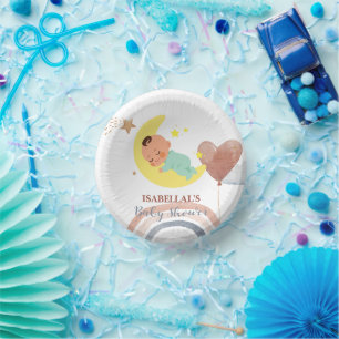 Niedlicher Mond Star Afrikanische Kinderdusche Pappteller