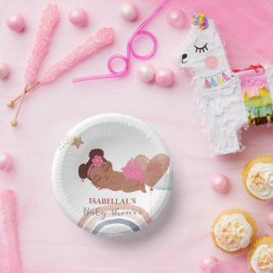 Niedlicher Mond Star Afrikanische Kinderdusche Pappteller