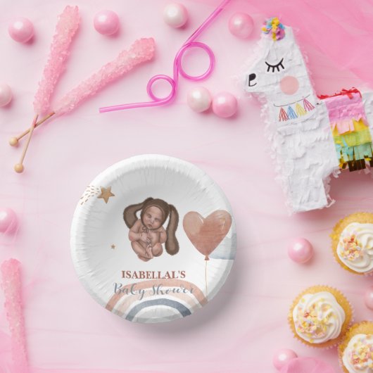 Niedlicher Mond Star Afrikanische Kinderdusche Pappteller (Party)