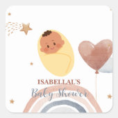 Niedlicher Mond Star Afrikanische Kinderdusche Quadratischer Aufkleber (Vorderseite)