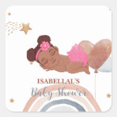 Niedlicher Mond Star Afrikanische Kinderdusche Quadratischer Aufkleber (Vorderseite)