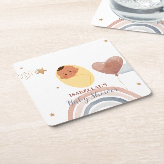 Niedlicher Mond Star Afrikanische Kinderdusche Rechteckiger Pappuntersetzer (angewinkelt)