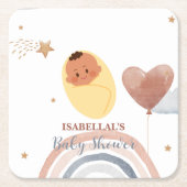 Niedlicher Mond Star Afrikanische Kinderdusche Rechteckiger Pappuntersetzer (Vorderseite)