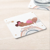 Niedlicher Mond Star Afrikanische Kinderdusche Rechteckiger Pappuntersetzer (angewinkelt)