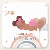 Niedlicher Mond Star Afrikanische Kinderdusche Rechteckiger Pappuntersetzer (Vorderseite)