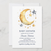 Niedlicher Mond & Sterne Babydusche Einladung (Vorderseite)
