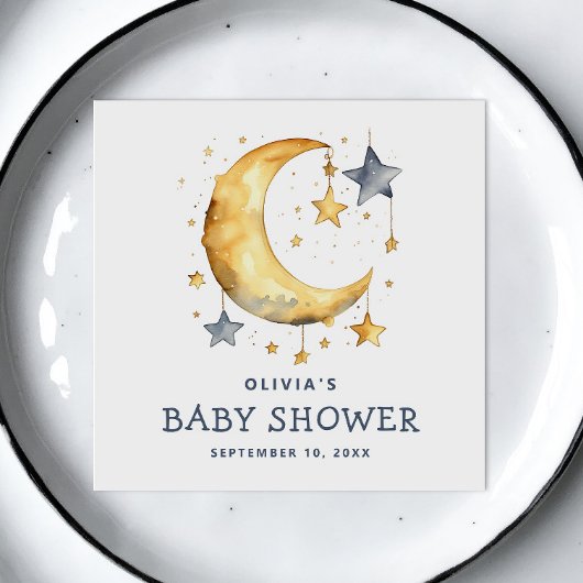 Niedlicher Mond & Sterne Babydusche Serviette