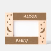 Niedlicher Mond und Sterne mit 2 Individuellen Nam Geätzte Rahmen (Vorderseite)