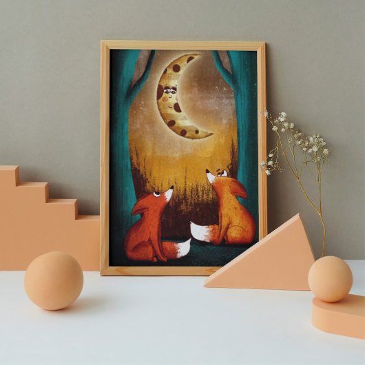 Niedlicher Mondnachtswald - Naturkids-Kinderzimmer Poster