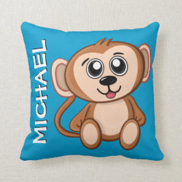 Niedlicher Monkey Jungle Blue Cartoon Regenwaldnam Kissen