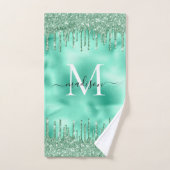 Niedlicher monogram Metallic Minze Green Dripping Badhandtuch Set (Handtuch)