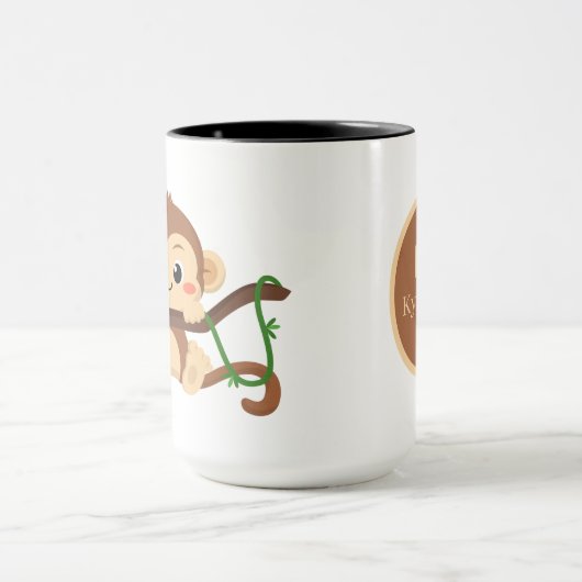 niedlicher Monogramm-Affe Name Tassen (Zentrum)