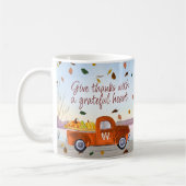 Niedlicher Monogramm Erntedank Orange Truck Dankba Kaffeetasse (Links)