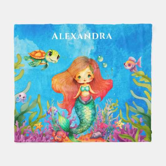 Niedlicher Monogramm Name Küstenmedaille Fleecedecke (Vorderseite (Horizontal))