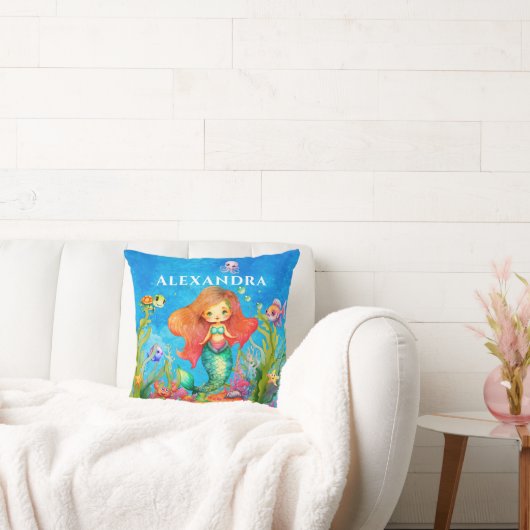 Niedlicher Monogramm Name Küstenmedaille Kissen (Liege)