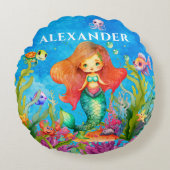 Niedlicher Monogramm Name Küstenmedaille Rundes Kissen (Vorderseite)