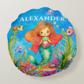 Niedlicher Monogramm Name Küstenmedaille Rundes Kissen (Rückseite)