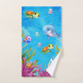 Niedlicher Monogramm Name Küstenschildkröte-Dolphi Badhandtuch Set (Handtuch)