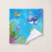 Niedlicher Monogramm Name Küstenschildkröte und Wh Badhandtuch Set (Waschlappen)