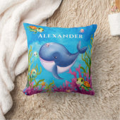 Niedlicher Monogramm Name Küstenschildkrötenwal Kissen (Decke)
