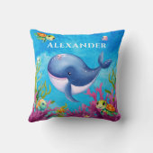 Niedlicher Monogramm Name Küstenschildkrötenwal Kissen (Rückseite)