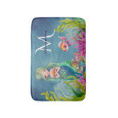 Niedlicher Monogramm Name Mermaid Badematte (Vorderseite Vertikal)