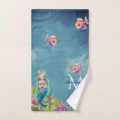 Niedlicher Monogramm Name Mermaid Badhandtuch Set (Handtuch)