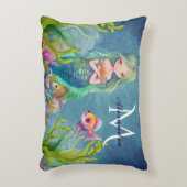 Niedlicher Monogramm Name Mermaid Dekokissen (Vorderseite(Vertikal))