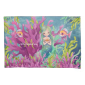 Niedlicher Monogramm Name Mermaid Kissenbezug (Vorderseite)