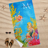 Niedlicher Monogramm Name Mermaid Strandtuch