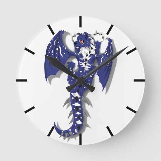 Niedlicher Monster-Drache Runde Wanduhr (Vorderseite)