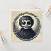 Niedlicher Monster Spooky Horror Antike Illustrati Karte (Vorderseite/Rückseite Beispiel)