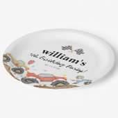 Niedlicher Monster Truck Bash Car Rennen Flaggen G Pappteller (Schrägansicht)