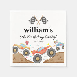 Niedlicher Monster Truck Bash Car Rennen Flaggen G Serviette