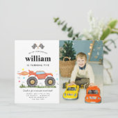 Niedlicher Monster Truck Bash Race Foto Kindergebu Einladung (Stehend Vorderseite)