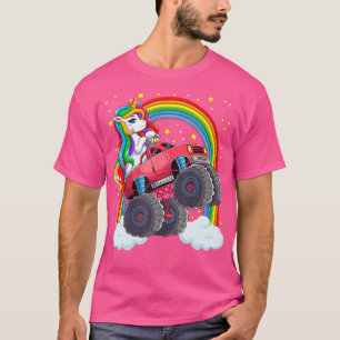 Niedlicher Monster Truck Unicorn Magischer Regenbo T-Shirt