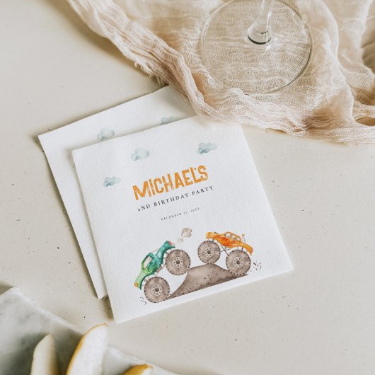 Niedlicher Monster Trucks Geburtstag Serviette