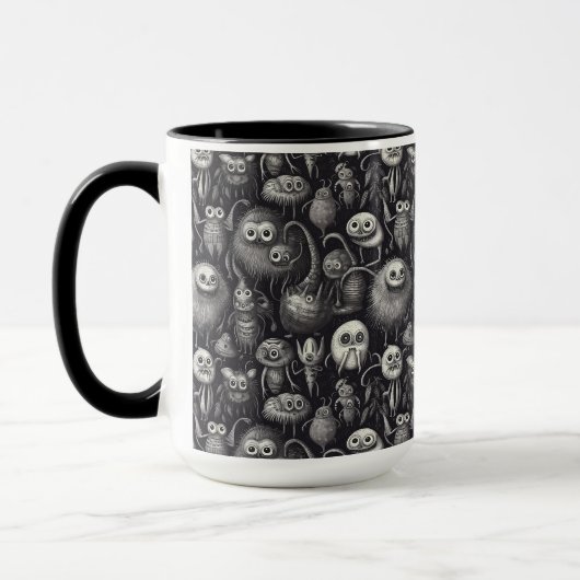 Niedlicher Monstermash in mattem Grau und Schwarz Tasse (Links)