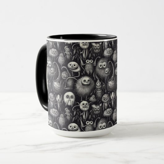 Niedlicher Monstermash in mattem Grau und Schwarz Tasse (Vorderseite Links)