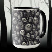 Niedlicher Monstermash in mattem Grau und Schwarz Tasse