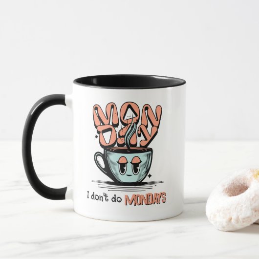 Niedlicher Montag Kaffeecup-Illustration Tasse (Mit Donut)