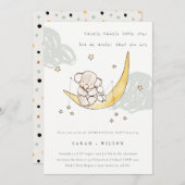 Niedlicher Moon Star Elephant Bunny Gender Reveite Dankeskarte (Vorne/Hinten)