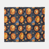 Niedlicher Moonlit Jack-O-Lantern Pumpkins Hallowe Fleecedecke (Vorderseite (Horizontal))