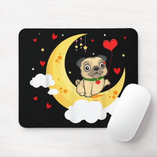 Niedlicher Mops am Mondwald Mousepad (Mit Mouse)