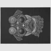 Niedlicher Mops aus schwarzem und weißem Steampunk Seidenpapier (Vorderseite)