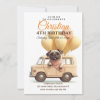 Niedlicher Mops Balloons LKW Geburtstagsparty Hund
